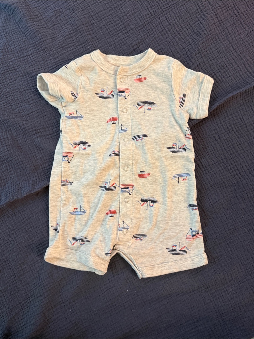 Carter's Light Gray Nautical Boat One-Piece